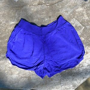 Royal Blue High Waisted Woven Shorts Gathered